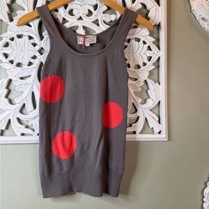 Original Knitwear by Yoana Baraschi Knit Gray Pink Polka Dot Tank Medium